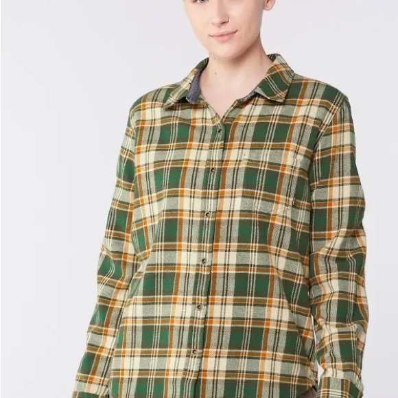 NWT Prana Women's Golden Canyon Flannel Soft Pine Plaid Snap Shirt - Picture 6 of 8